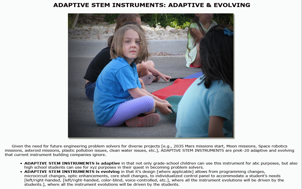 ADAPTIVE STEM INSTRUMENTS for GLOBAL HEALTH SCIENCE INSTITUTE part D, adaptive and evolving.